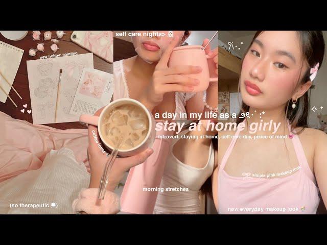 a day in my life as a stay at home girly | painting, journaling, self-care, everyday makeup & more