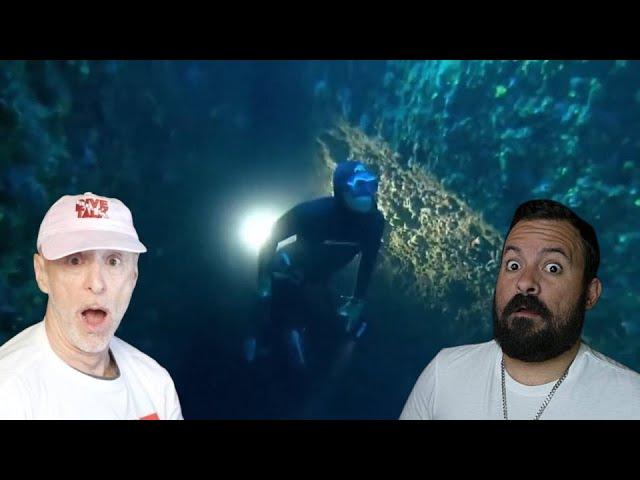 Divers React to French free-diver inside a cave!