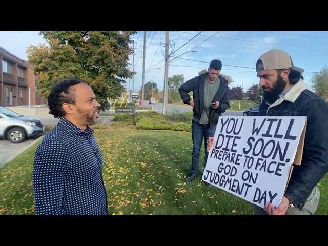 Muslim standing in front of my church