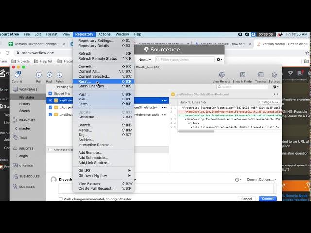 How to discard multiple files in SourceTree (MacOS)?