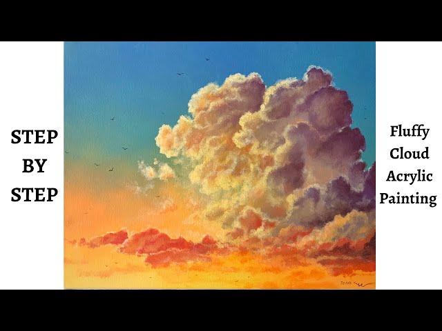 Fluffy Cloud Acrylic STEP by STEP Painting Tutorial (ColorByFeliks)