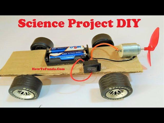 science project working model - dc motor car project | DIY at home| howtofunda