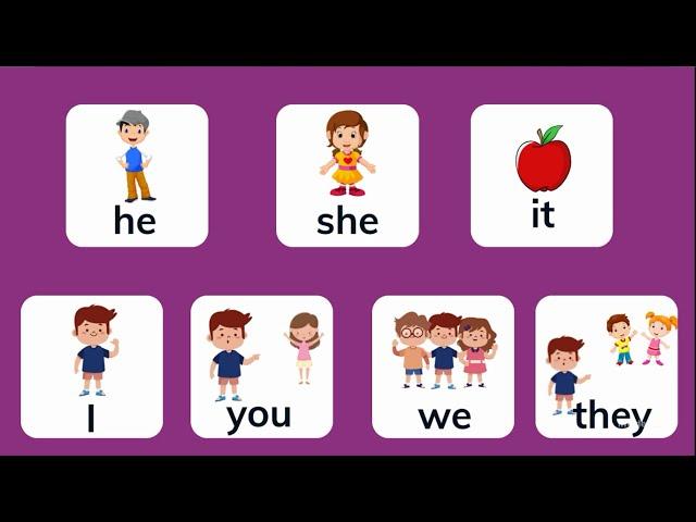 I, you, we, they, he, she, it | Pronouns | Flashcards and Sentences| Memory games