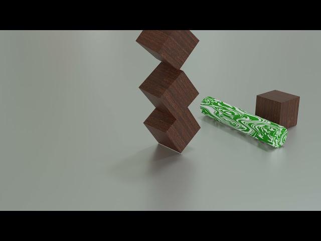 Simple Rigid Body Wooden Block Simulation - Blender 2.93.2 (Olav3D Tutorials Results) - 4k 60FPS