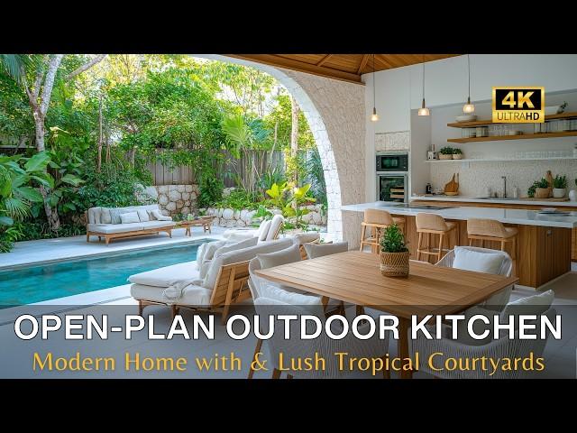 Creating Outdoor Kitchens for Modern Homes with Open-Plan Layouts & Lush Tropical Courtyards