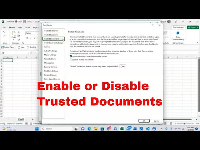 Enable, Disable, or Clear Trusted Documents for Macros in Microsoft Excel With Ease #howto #msexcel