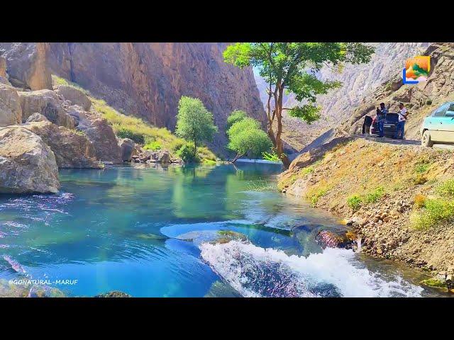 Relaxing Jazz Music Waterfall in the Mountains Panjakent 1 Lake of Tajikistan | Go Natural