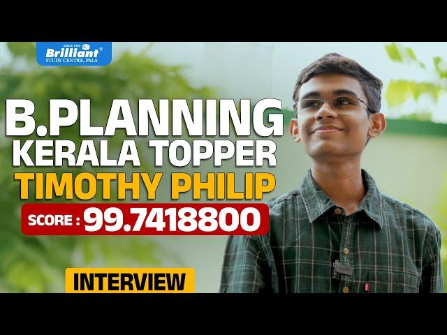 B.Planning Topper Timothy Philip | Score 99.7418800 | An Inspiring Success Journey!