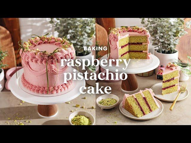 Raspberry Pistachio Cake  making & decorating my vintage birthday cake