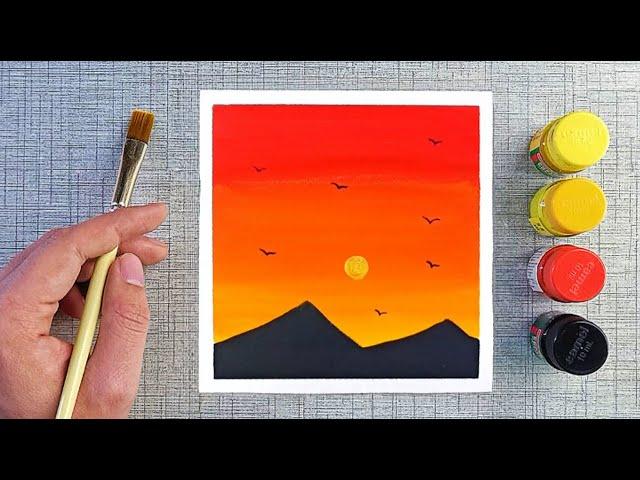 Sunset painting  | Poster colour painting ideas for beginners