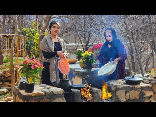 IRAN Village Cooking: Traditional Iranian Food with Salmon! Iran Village life