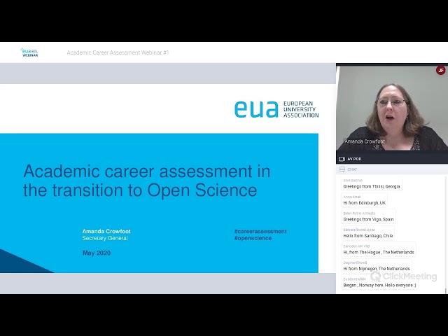 Introduction to Academic Career Assessment in Europe (EUA webinar)