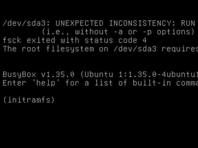 fsck exited with status code 4 initramfs ubuntu 23.04