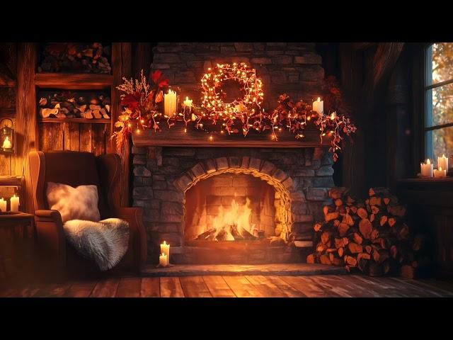 Cozy Autumn Fireplace with Fantasy Music (5 hours) or Ambient Sounds (3 hours) [Perfect for Reading]