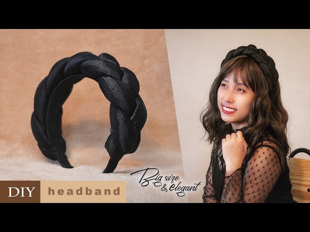 DIY - Big Black Braided Headband   2 Layers - Chiffon & Linen | Hair Accessories Tutorial