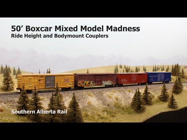 50' Boxcars - Ride Height and Body Mount Couplers - Southern Alberta Rail