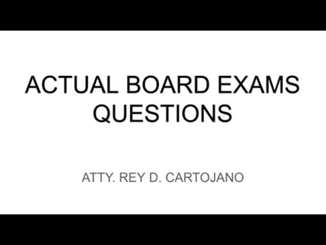 REAL ESTATE BROKERS' EXAMS TIPS: Answering Actual Board Exams & Their Answers