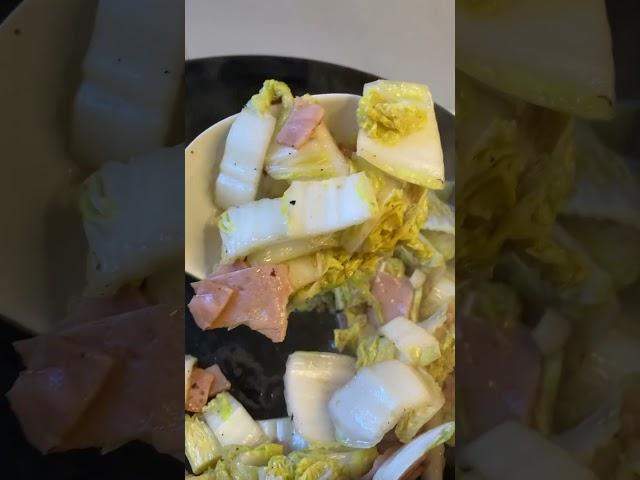 Easy simple#dishideas #cooking #stirfry #babycabbage w/#ham #shortvideo #satisfying #satisfying l