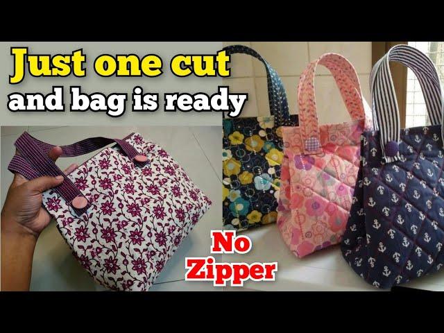 No Foam / No Zipper - single cut and bag is ready| Bag cutting and stitching| Handbag making at home