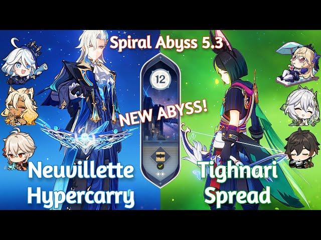 NEW Spiral Abyss 5.3! C0 NEUVILLETTE HYPERCARRY x C0 TIGHNARI SPREAD | Floor 12 | Genshin Impact