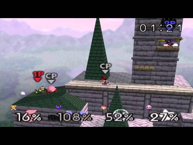 Super Smash Bros. Matches - Free-For-All on Hyrule Castle (Fox / Captain Falcon / Ness / Kirby)