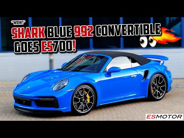 BEAUTIFUL SHARK BLUE 992 CONVERTIBLE GETS AN ES700 UPGRADE!  #esmotoruk #porsche