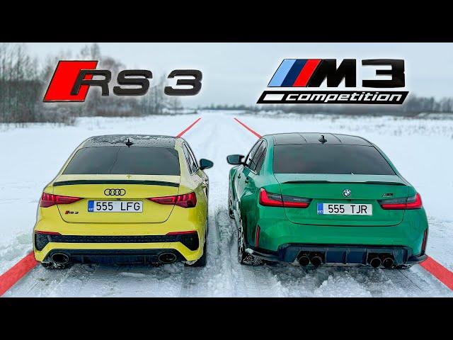 Audi RS3 Quattro vs BMW M3 xDrive - Winter DRAG RACE