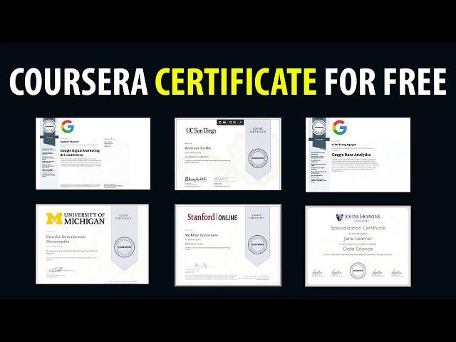 HOW TO GET FREE COURSERA CERTIFICATES (Financial Aid Guide 2024)