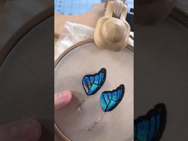 3D Embroidered Butterfly Wings #handembroidery #handembroiderytutorial #3dembroidery