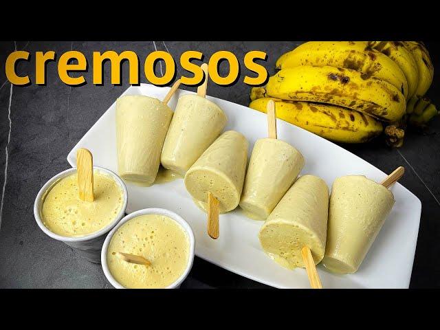 ¿se ANTOJAN de estos DELICIOSOS Helados Cremosos de BANANO? - como hacer helados cremosos caseros