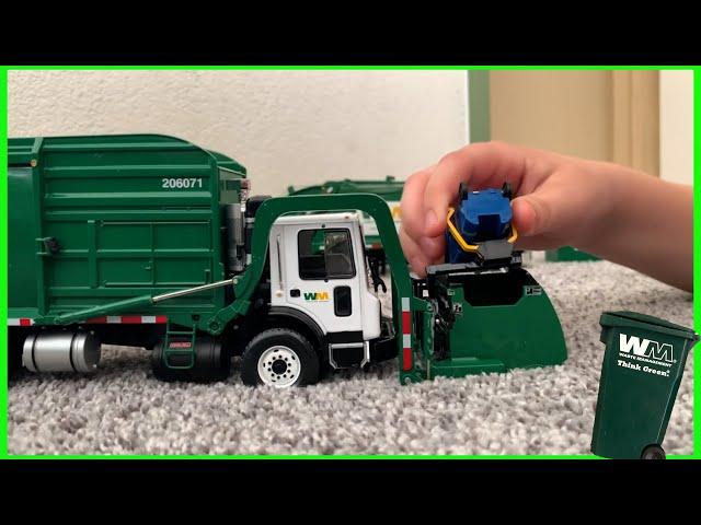 Roman's New Toy Waste Management Curotto-Can First Gear Garbage Truck | Video For Kids