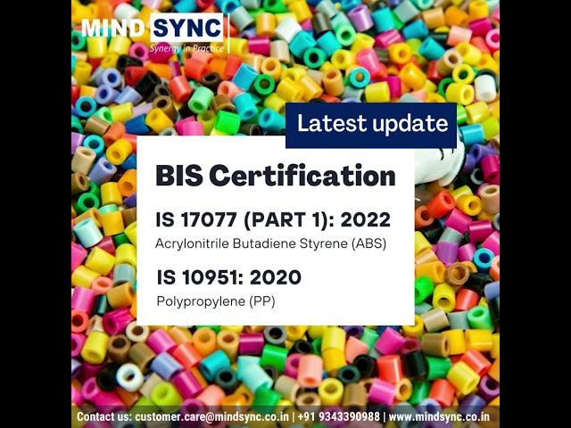 BIS required for ACRYLONITRILE BUTADIENE STYRENE (ABS) IS 17077:2022 &  IS 10951: Polypropylene