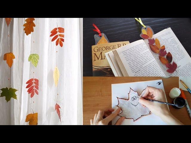 Easy Fall crafts with laminated leaves, Autumn DIY