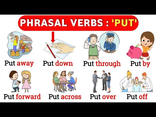Phrasal Verbs : 10 Phrasal Verbs with ‘PUT’ | phrasal verbs with sentences | listen and practice