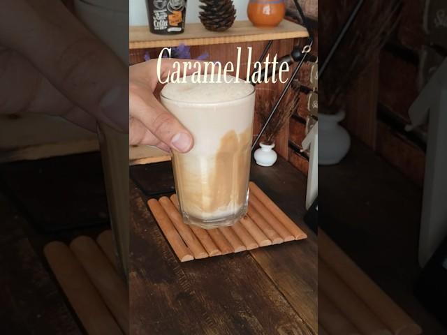 Caramel latte recipe 🩶 How to make a caramel latte #latte #caramel #shorts