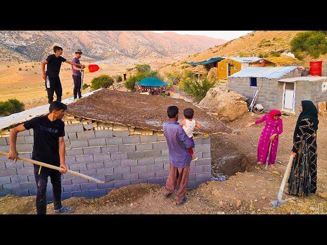 "Family Teamwork: Covering Milad and Mahin's Roof with Plastic and Soil"