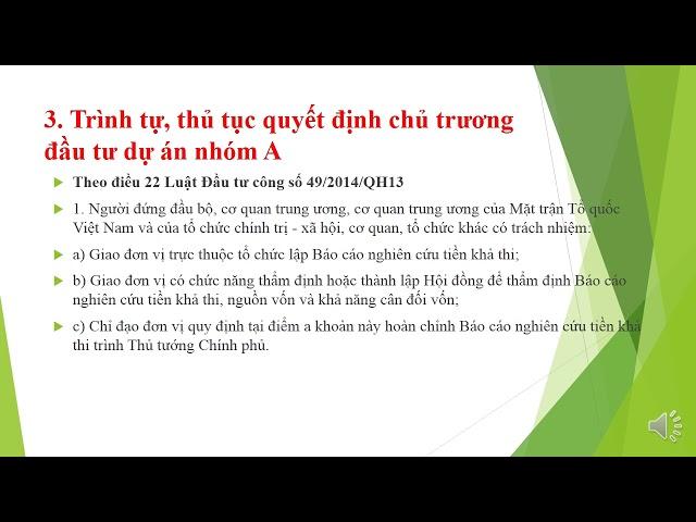 Trình tự lập báo cáo NC tiền khả thi, chủ trương đầu tư năm 2022 theo Luật Đầu tư công và Luật XD