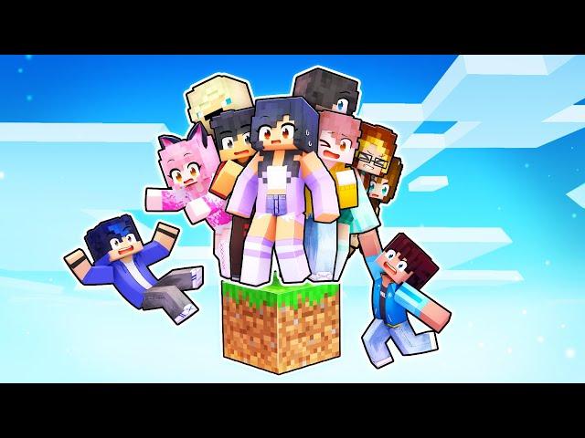 10 Friends On ONE BLOCK In Minecraft!