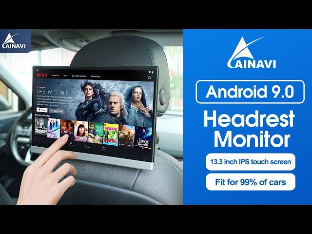 13.3 Inch Android 9.0 Headrest Monitor for Car TV Touch Screen  4K 1080P WIFI/USB/HDMI Video player