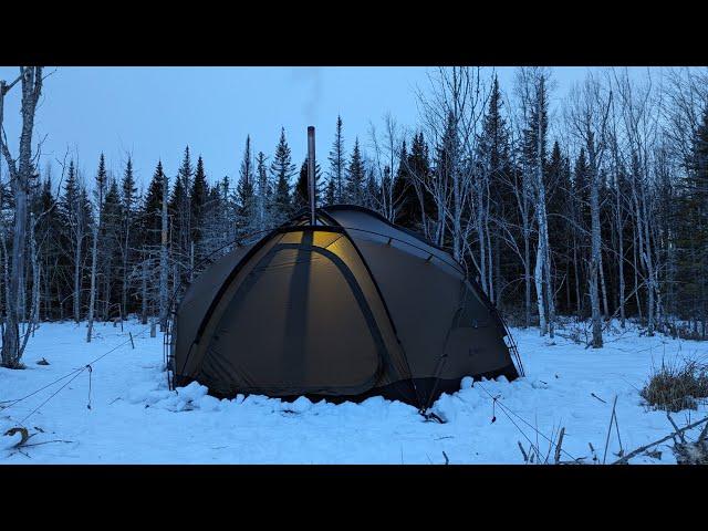 Sub-Zero Hot Tent Winter Camping in Wilderness