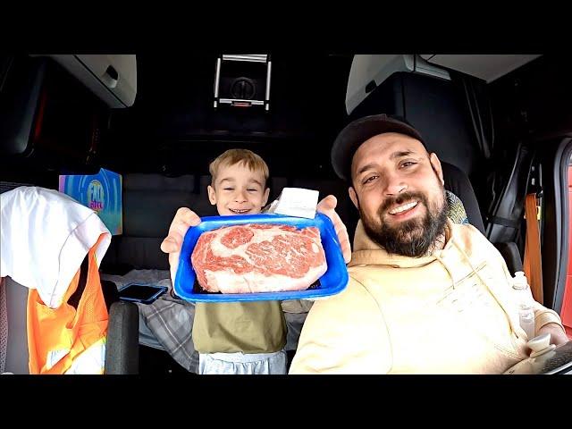 My Son and I Cooked a Steak Inside The Truck