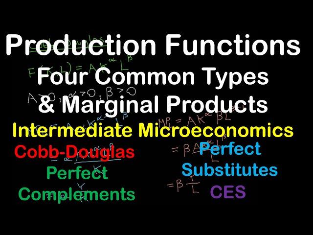 Common Types of Production Functions & Marginal Products | Intermediate Microeconomics