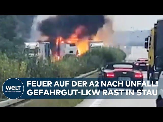 HORROR-UNFALL AUF A2: LKW mit gefährlicher Ladung rast in Stauende - Explosionen möglich