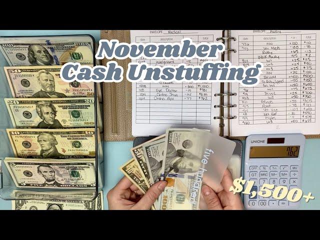 November Cash Envelope Unstuffing || $1,500 Spending in First 2 Weeks of November!