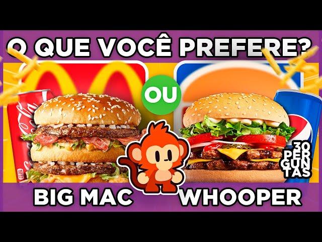  O QUE VOCÊ PREFERE? Edição: COMIDAS FAMOSAS    jogo das escolhas #oquevoceprefere #macaquiz