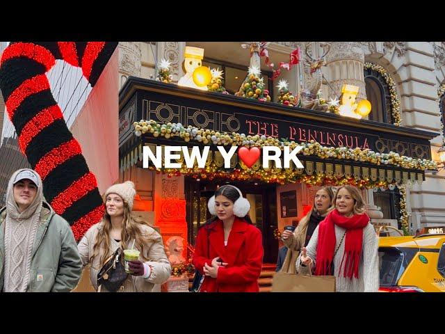 [4K]NYC Christmas WalkFestive Holiday Lights on 5th Ave & 6th Ave  Peninsula NY Hotel 2024