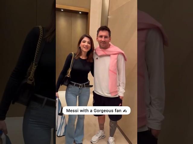 Messi with a Gorgeous lucky fan  #messi #football #cute #girl