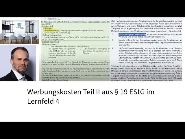 Werbungskosten aus nichtselbstständiger Arbeit § 19 EStG Teil II im Lernfeld 4