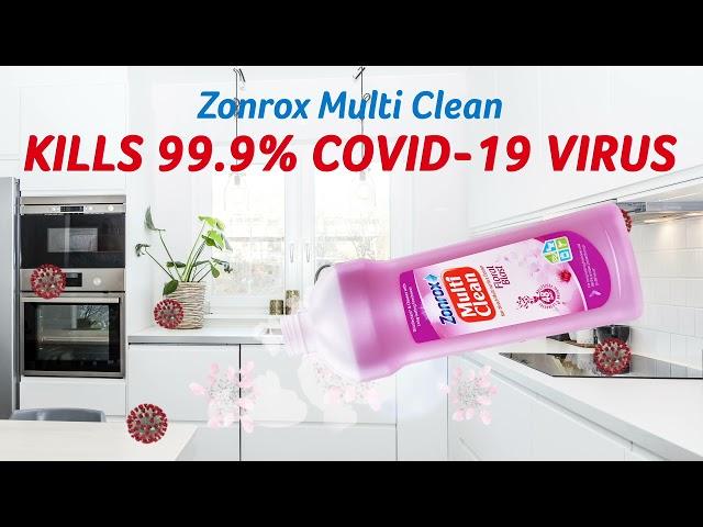 Ang Zonrox Multi Clean, proven by US lab tests na effectively kills 99.9% of the COVID-19 virus!