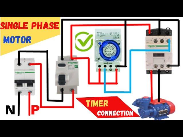 single phase motor timer connection | how to connect contactor | mian electric